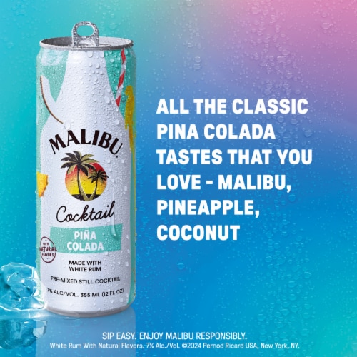 Malibu Pineapple & Coconut Pina Colada Ready To Drink Cocktail Can Perspective: right