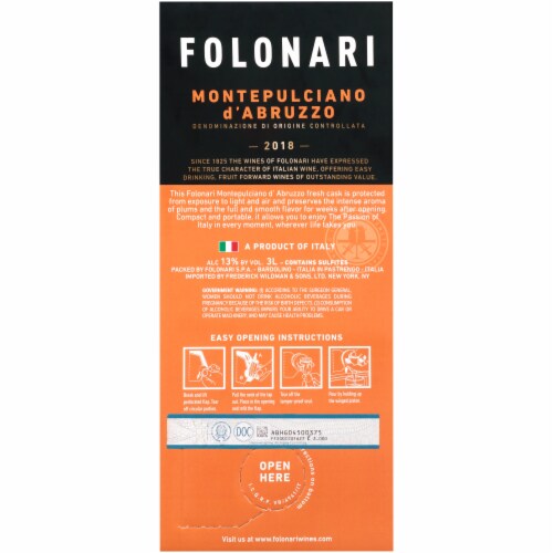 Folonari Montepulciano d'Abruzzo Red Wine Box Perspective: right