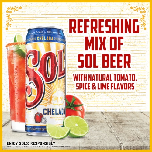 Sol Chelada Flavored Mexican Beer Single Can Perspective: right