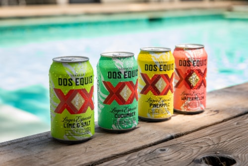 Dos Equis Lime & Salt Variety Pack Mexican Lager Beer, 12 Pack, 12 fl oz Cans Perspective: right