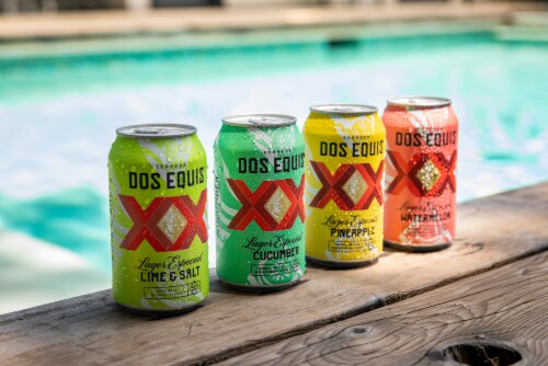 Dos Equis Lime & Salt Variety Pack Mexican Lager Beer, 12 Pack, 12 fl oz Cans Perspective: right