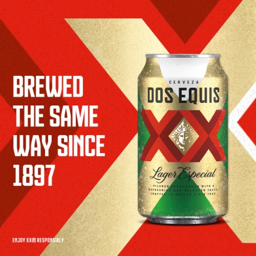 Dos Equis Mexican Lager Beer Cans Perspective: right