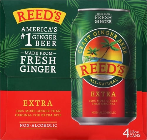 Reed's Non-Alcoholic Craft Extra Ginger Beer Perspective: right