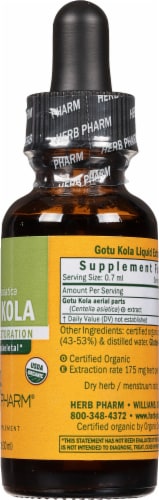 Herb Pharm Organic Whole Herb Gotu Kola Herbal Supplement Perspective: right