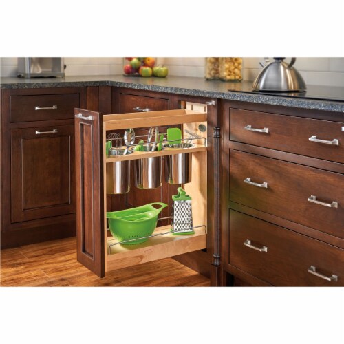 Rev-A-Shelf 8 Pull Out Kitchen Cabinet Organizer w/Utensil Holder, 448UT-BCSC8C Perspective: right