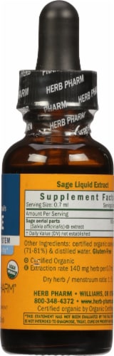 Herb Pharm Organic Whole Leaf Sage Liquid Herbal Supplement Perspective: right