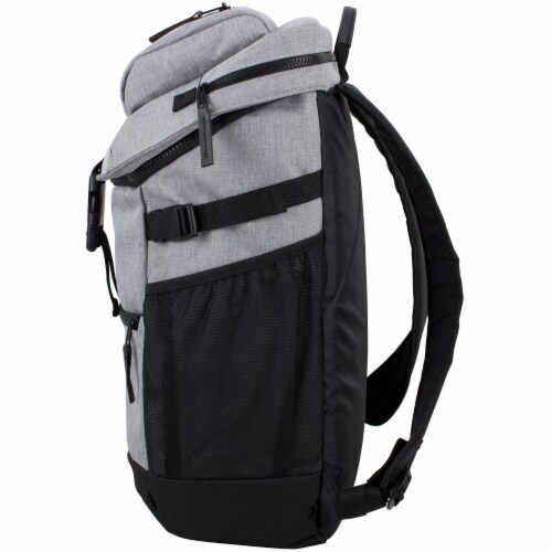 Fuel Barrier Top-Loading Backpack w/ Insulated Zip-Cooler Flap Pocket - Light Grey Chambray Perspective: right