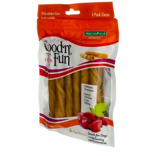 Good 'n' Fun® Rawhide Twists Chicken Liver Recipe Perspective: right