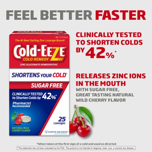 Cold-EEZE Sugar Free Natural Wild Cherry Homeopathic Cold Remedy Zinc Lozenges Perspective: right