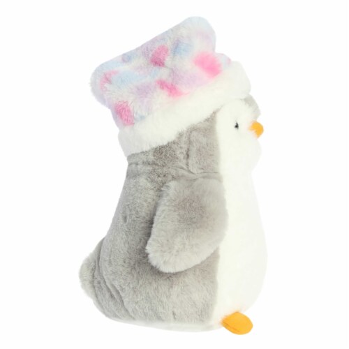Aurora Medium Gray PomPom Penguin 10.5 inches Pink Mosaic Festive Stuffed Animal, One Size - Kroger