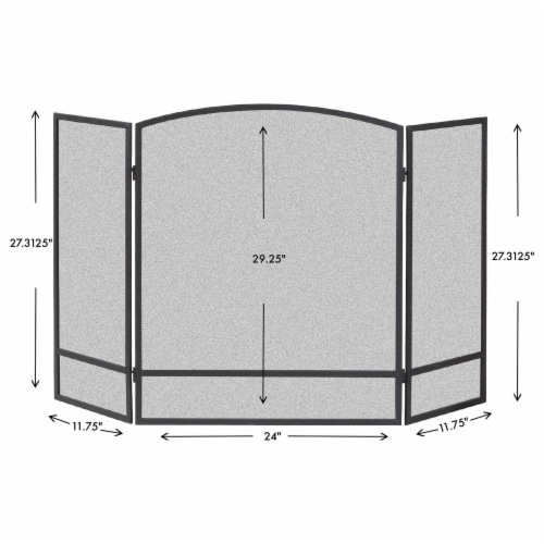 Panacea 3-Panel Double Bar Arch Fireplace Screen - Black Perspective: right