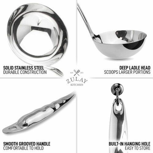Zulay Kitchen Stainless Steel Ladle with Comfortable Grip 12 Inch Perspective: right