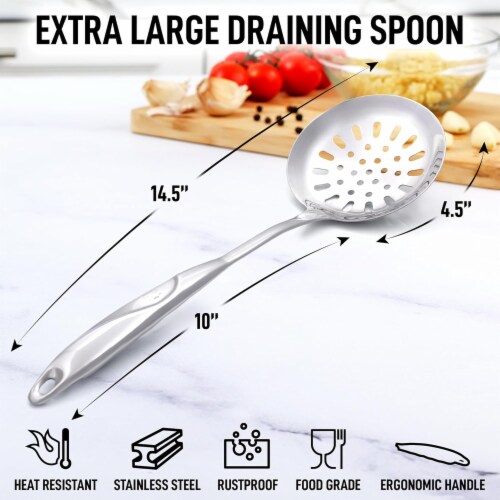 Zulay Kitchen Stainless Steel Skimmer Spoon Perspective: right