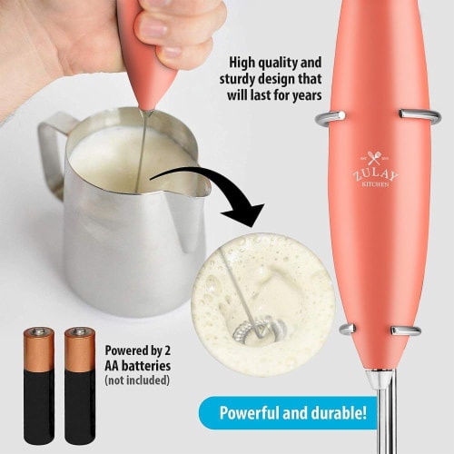 Zulay Kitchen MILK BOSS Milk Frother With Stand - Deluxe Orange Perspective: right