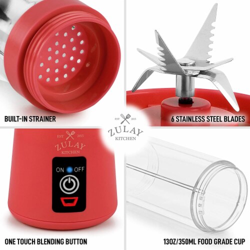 Zulay Kitchen Portable Blender - USB Rechargeable Portable For Travel - Red Perspective: right