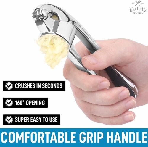 Zulay Kitchen Garlic Press - Noble Chrome Perspective: right