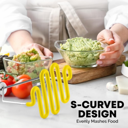 Zulay Kitchen Potato Masher with Premium Silicone-Coated Stainless-Steel Design - Yellow Perspective: right