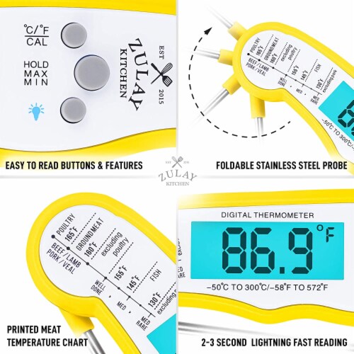 Zulay Kitchen Digital Meat Thermometer - Yellow Perspective: right
