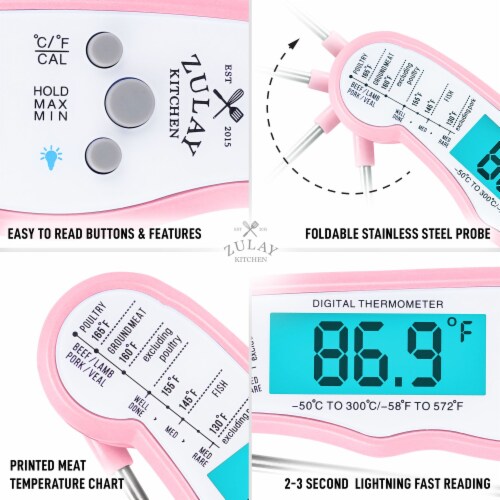 Zulay Kitchen Digital Meat Thermometer - Pink Perspective: right