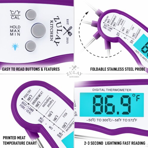 Zulay Kitchen Digital Meat Thermometer - Purple Perspective: right