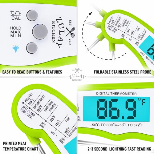 Zulay Kitchen Digital Meat Thermometer - Green Perspective: right