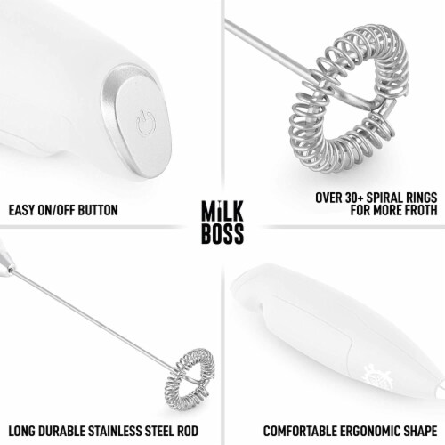 Zulay Kitchen Milk Boss Milk Frother With Holster Stand - White Perspective: right