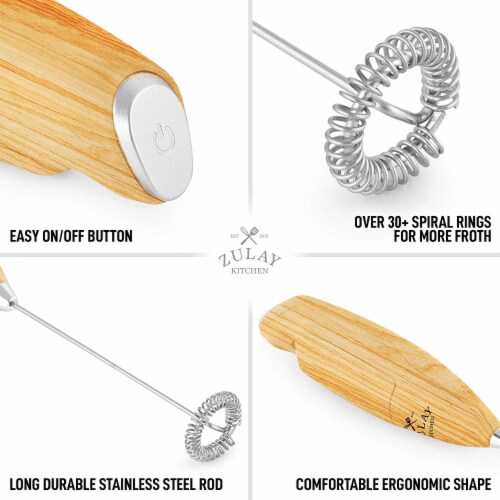 Zulay Kitchen Milk Frother With Holster Stand - Maple Perspective: right