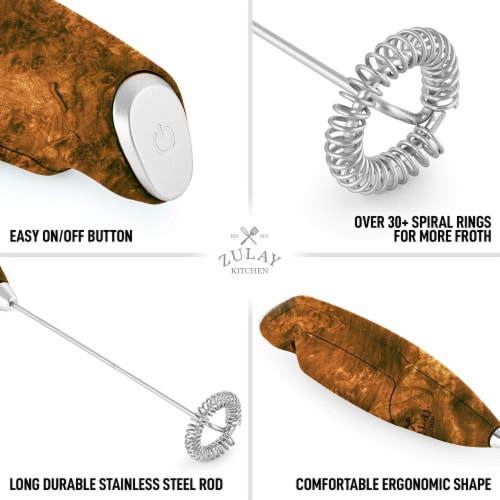 Zulay Kitchen Milk Frother With Holster Stand - Walnut Perspective: right
