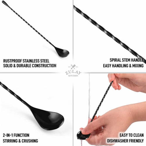 Zulay Kitchen Cocktail Spoon - Black Perspective: right