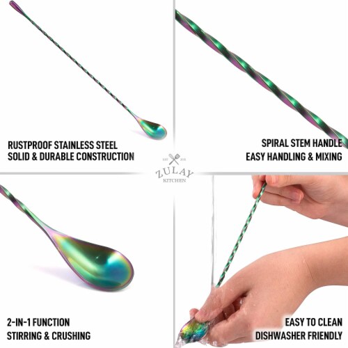 Zulay Kitchen Cocktail Spoon - Rainbow Perspective: right