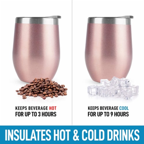 Zulay Kitchen 12oz Insulated Wine Tumbler With Lid (Rose Gold) Perspective: right
