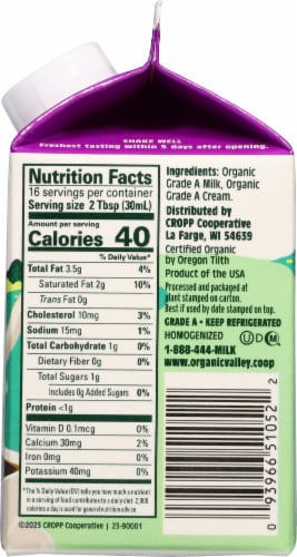 Organic Valley® Half & Half Perspective: right