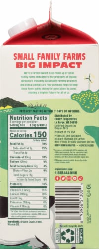 Organic Valley® Ultra Pasteurized Organic Whole Milk Perspective: right
