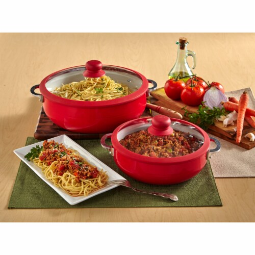 IMUSA Ceramic Nonstick Caldero Set with Lids - Red Perspective: right