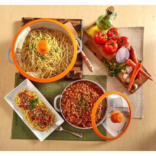 IMUSA Ceramic Nonstick Caldero Set with Glass Lids - Orange Perspective: right