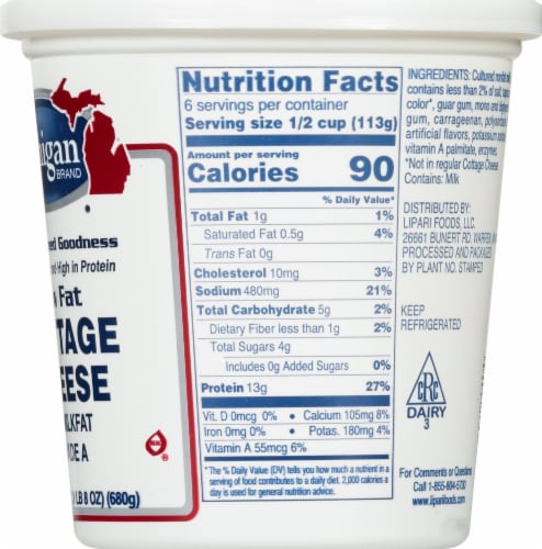 Michigan Low Fat Cottage Cheese Perspective: right