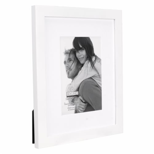 Malden Int Designs White Linear Matted picture Frame Perspective: right