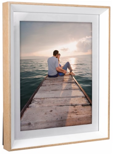 Malden Deep-Set Bevel Matted Picture Frame - White/Natural Perspective: right