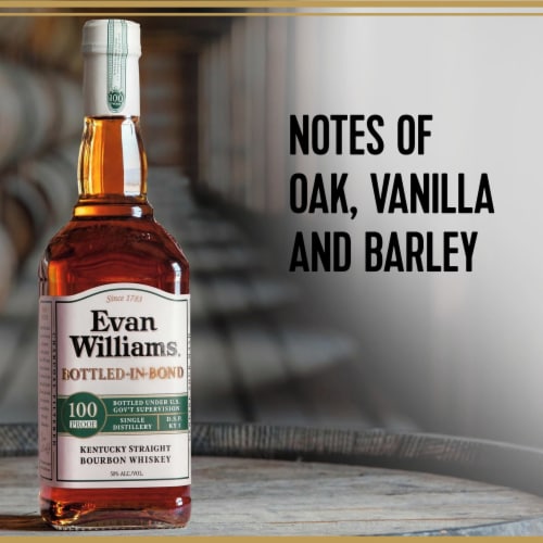 Evan Williams White Label Bottled in Bond Kentucky Straight Bourbon Whiskey Perspective: right
