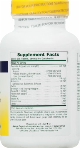Natures Plus Ultra-Zyme® Maximum Strength Digestive Aid Tablets Perspective: right