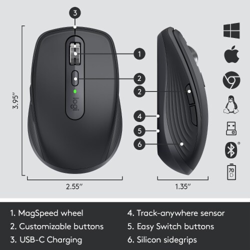Logitech MX Anywhere 3 910-005987 Wireless Laser Mouse Black Perspective: right