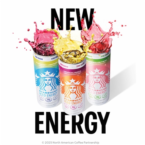 Starbucks Iced Energy Zero Sugar Sparkling Energy Drink Blueberry Lemonade Perspective: right