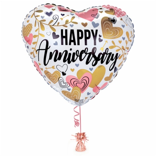 HAPPY ANNIVERSARY Helium Filled Balloon Perspective: right