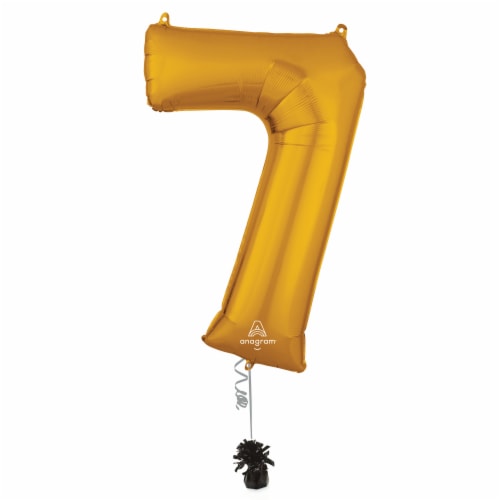 GOLD NUMBER 7 Helium Filled Balloon - 34 inches BIG Perspective: right