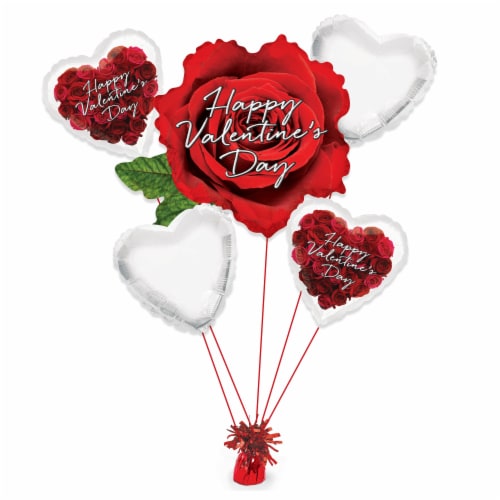 Happy Valentine's Day Red Rose Helium Filled Balloon Bouquet - Red Multi Perspective: right