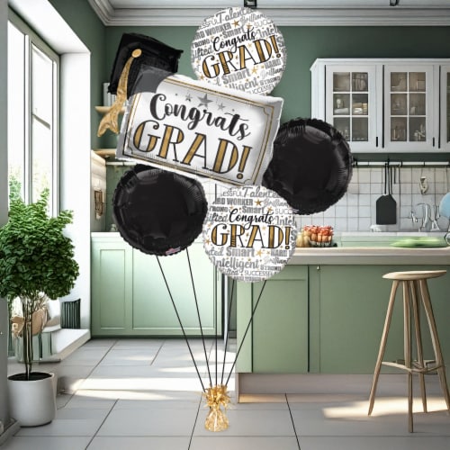 Graduation Congrats Helium Filled Balloons Bouquet Perspective: right