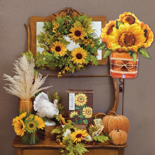 Sunflower Mason Jar Oversized Shape Helium Filled Balloon Perspective: right