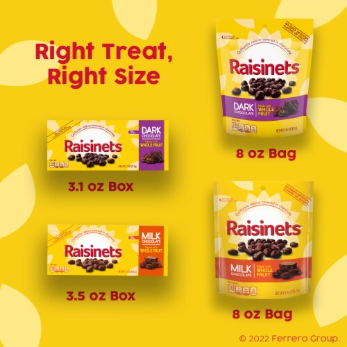 Raisinets Milk Chocolate Covered California Raisins, Resealable Bag Perspective: right