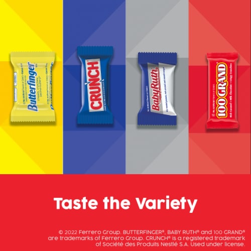Butterfinger CRUNCH Baby Ruth and 100 Grand Assorted Mini and Fun Size Candy Bars Halloween Candy Perspective: right