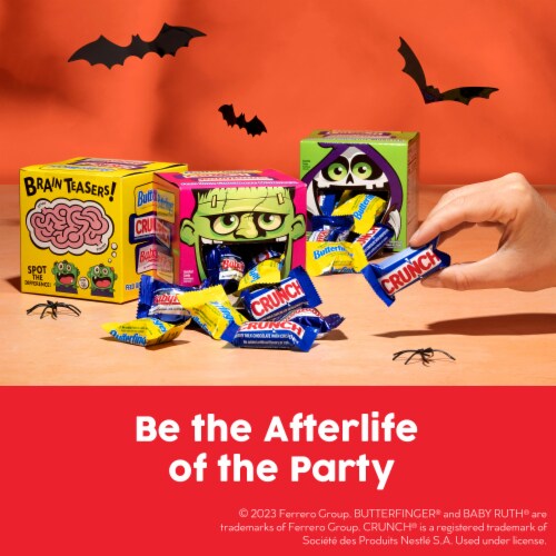 Butterfinger CRUNCH and Baby Ruth Monster Boo Box Assorted Mini Size Chocolate Candy Bars Perspective: right